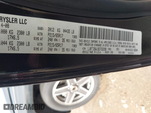 2008 Jeep Patriot Sport z VIN 1J8FT28W18D732298, wystawiony jako IAAI lot #42541347 z przebiegiem 121 615 mil mil oraz . Historia ofert i sprzedaży dostępna na DreamBid. Obrazek 9.