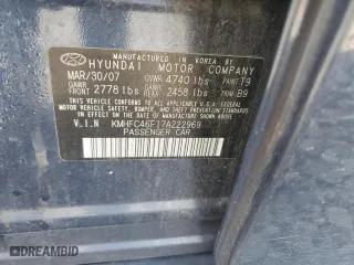 2007 Hyundai Azera SE with VIN KMHFC46F17A222969, listed as a Copart auction lot 73782924 with 88,522 mi miles and Salvage Title. Bid and sale history available at carsss.com. Image 12.