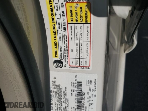 2012 Ford Fusion SE z VIN 3FAHP0HA7CR133859, wystawiony jako Copart lot #61153125 z przebiegiem 100 822 mil mil oraz Czysty tytuł • Clean title. Historia ofert i sprzedaży dostępna na DreamBid. Obrazek 12.