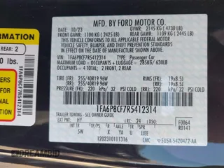 2024 Ford Mustang GT with VIN 1FA6P8CF7R5412314, listed as a IAAI auction lot 42270219 with Not provided miles and . Bid and sale history available at DreamBid. Image 9.