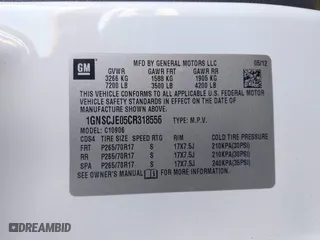 2012 Chevrolet Suburban LT with VIN 1GNSCJE05CR318556, listed as a IAAI auction lot 41654002 with 222,329 mi miles. Bid and sale history available at carsss.com. Image 9.