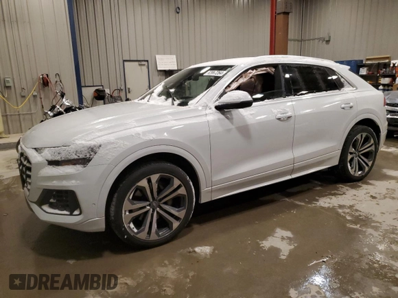 2019 Audi Q8 Prestige z VIN WA1CVAF13KD035710, wystawiony jako Copart lot #82997264 z przebiegiem Nie podano mil oraz Szkoda całkowita • Salvage title. Historia ofert i sprzedaży dostępna na DreamBid. Obrazek 1.