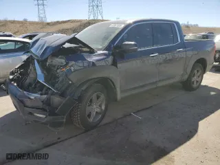 2021 Honda Ridgeline RTL-E with VIN 5FPYK3F74MB005655, listed as a Copart auction lot 47057035 with 0 mi miles and Salvage Title. Bid and sale history available at carsss.com. Image 1.