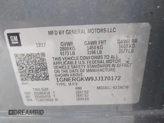 2018 Chevrolet Traverse LT Cloth with VIN 1GNERGKW9JJ170172, listed as a IAAI auction lot 42335139 with 175,417 mi miles and . Bid and sale history available at DreamBid. Image 9.