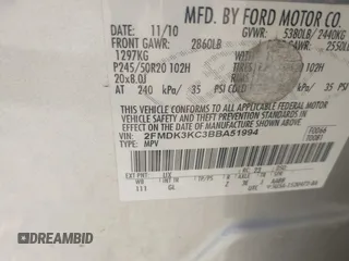 2011 Ford Edge Limited с VIN 2FMDK3KC3BBA51994, выставлен на аукционе IAAI как лот 42641145 с пробегом 146 560 миль миль и . История ставок и продаж доступна на DreamBid. Изображение 9.