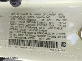 2018 Honda CR-V LX with VIN 2HKRW5H34JH420284, listed as a IAAI auction lot 41847512 with 98,252 mi miles. Bid and sale history available at carsss.com. Image 9.
