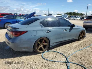 2021 Infiniti Q50 Red Sport 400 with VIN JN1FV7DP2MM850371, listed as a Copart auction lot 73762964 with 49,874 mi miles and Salvage Title. Bid and sale history available at DreamBid. Image 3.