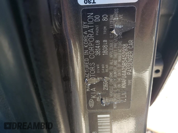 2011 Kia Forte EX with VIN KNAFU4A25B5452938, listed as a Copart auction lot 46261805 with 243,645 mi miles and Salvage Title. Bid and sale history available at carsss.com. Image 12.