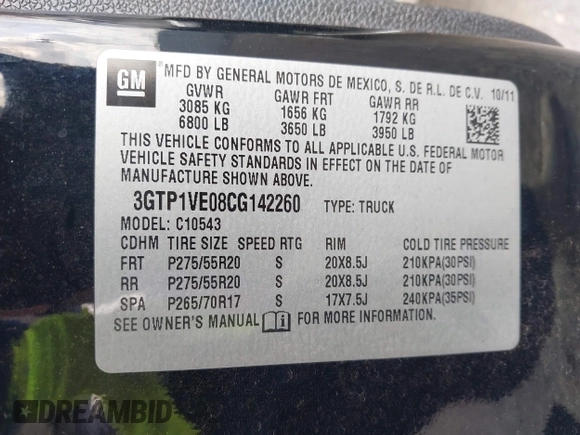 2012 GMC Sierra 1500 SLE z VIN 3GTP1VE08CG142260, wystawiony jako IAAI lot #42052347 z przebiegiem 249 343 mil mil oraz . Historia ofert i sprzedaży dostępna na DreamBid. Obrazek 9.