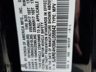 2010 Honda CR-V LX z VIN 5J6RE4H39AL056642, wystawiony jako Copart lot #58130235 z przebiegiem 110 595 mil mil oraz Szkoda całkowita • Salvage title. Historia ofert i sprzedaży dostępna na DreamBid. Obrazek 13.