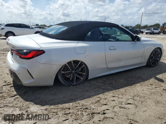 2023 BMW 4 Series 430i with VIN WBA23AT03PCL56790, listed as a Copart auction lot 55554825 with 9,747 mi miles and Salvage title. Bid and sale history available at DreamBid. Image 3.