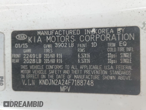 2015 Kia Soul with VIN KNDJN2A24F7188748, listed as a Copart auction lot 46277555 with 175,494 mi miles and Clean Title. Bid and sale history available at carsss.com. Image 12.