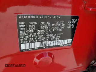 2017 Honda HR-V EX with VIN 3CZRU5H51HM707247, listed as a Copart auction lot 43696115 with 122,038 mi miles and Salvage Title. Bid and sale history available at carsss.com. Image 13.