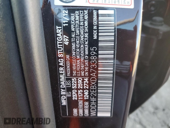 2013 Mercedes-Benz E-Class E 350 Luxury BlueTEC with VIN WDDHF2EBXDA733895, listed as a Copart auction lot 78421084 with 28,277 mi miles and Salvage Title. Bid and sale history available at carsss.com. Image 12.