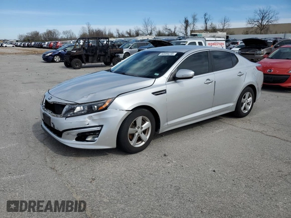 2014 Kia Optima LX with VIN 5XXGM4A74EG257643, listed as a Copart auction lot 50089235 with 0 mi miles and Salvage Title. Bid and sale history available at carsss.com. Image 1.