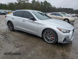2020 Infiniti Q50 Red Sport 400 with VIN JN1FV7AR6LM660612, listed as a Copart auction lot 86182594 with 82,737 mi miles and Salvage Title. Bid and sale history available at carsss.com. Image 4.
