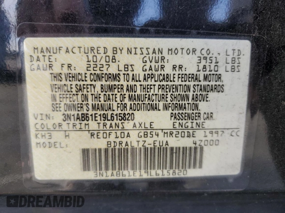 2009 Nissan Sentra SL с VIN 3N1AB61E19L615820, выставлен на аукционе Copart как лот 85438404 с пробегом 217 369 миль миль и Списание • Salvage title. История ставок и продаж доступна на DreamBid. Изображение 15.