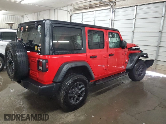 2024 Jeep Wrangler Sport S with VIN 1C4PJXDN5RW210582, listed as a Copart auction lot 47043845 with 18,593 mi miles and Salvage title. Bid and sale history available at DreamBid. Image 3.
