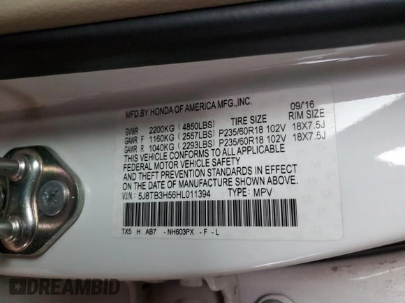 2017 Acura RDX Technology with VIN 5J8TB3H56HL011394, listed as a Copart auction lot 49188115 with 114,615 mi miles and Salvage Title. Bid and sale history available at DreamBid. Image 15.