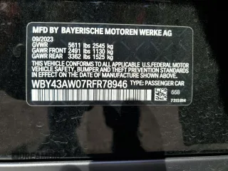 2024 BMW i4 eDrive35 z VIN WBY43AW07RFR78946, wystawiony jako Copart lot #49297505 z przebiegiem 14 176 mil mil oraz Szkody całkowita. Historia ofert i sprzedaży dostępna na DreamBid. Obrazek 14.