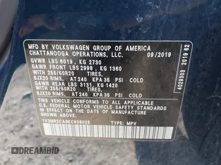 2019 Volkswagen Atlas SEL with VIN 1V2MR2CA9KC608025, listed as a IAAI auction lot 41866519 with 112,477 mi miles and . Bid and sale history available at DreamBid. Image 9.