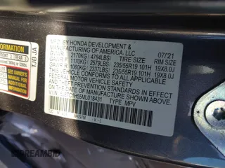 2021 Acura RDX Technology с VIN 5J8TC1H55ML018431, выставлен на аукционе IAAI как лот 41719700 с пробегом 12 767 миль миль и . История ставок и продаж доступна на DreamBid. Изображение 9.