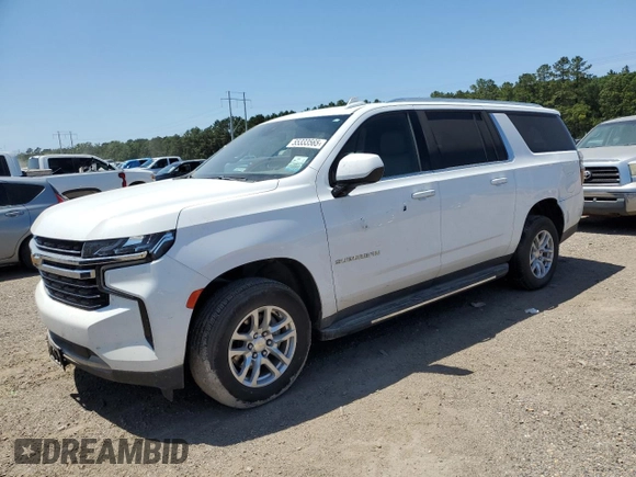 2021 Chevrolet Suburban LT z VIN 1GNSCCKD2MR265366, wystawiony jako Copart lot #55333565 z przebiegiem 106 345 mil mil oraz Szkoda całkowita • Salvage title. Historia ofert i sprzedaży dostępna na DreamBid. Obrazek 1.