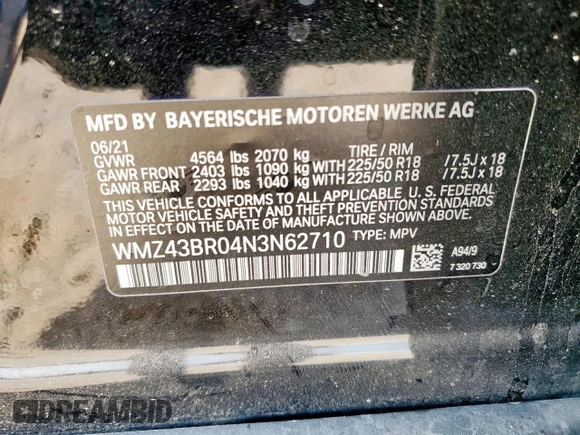 2022 MINI Countryman Cooper with VIN WMZ43BR04N3N62710, listed as a Copart auction lot 59136765 with 51,185 mi miles and Salvage title. Bid and sale history available at DreamBid. Image 12.