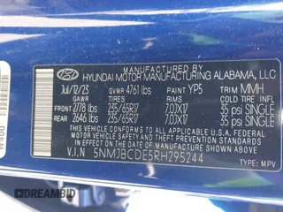 2024 Hyundai Tucson SEL with VIN 5NMJBCDE5RH295244, listed as a IAAI auction lot 41574782 with 26,731 mi miles and . Bid and sale history available at carsss.com. Image 9.