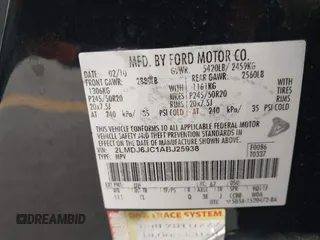 2010 Lincoln MKX with VIN 2LMDJ6JC1ABJ25938, listed as a IAAI auction lot 42074273 with 261,829 mi miles. Bid and sale history available at carsss.com. Image 9.