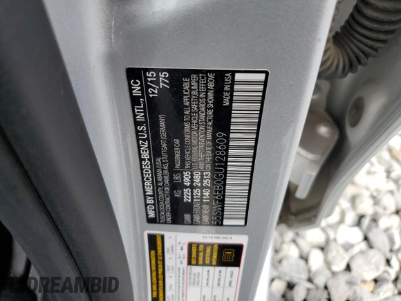 2016 Mercedes-Benz C 450 AMG with VIN 55SWF6EB0GU128609, listed as a Copart auction lot 58571635 with Not provided miles and Salvage title. Bid and sale history available at DreamBid. Image 13.