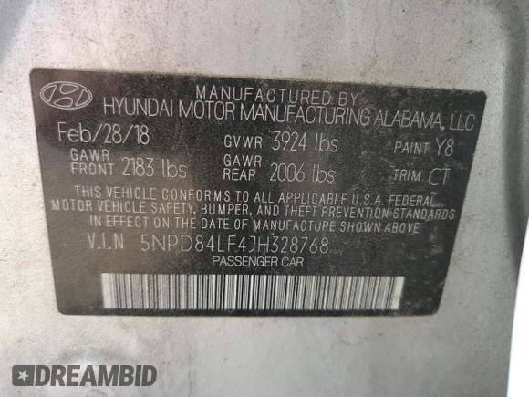 2018 Hyundai Elantra SEL with VIN 5NPD84LF4JH328768, listed as a Copart auction lot 52791165 with 113,873 mi miles and Salvage Title. Bid and sale history available at DreamBid. Image 14.