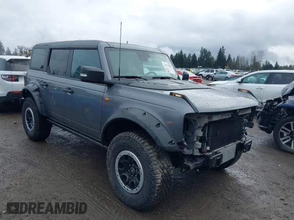 2023 Ford Bronco with VIN 1FMEE5DP5PLC15681, listed as a IAAI auction lot 41594150 with 4,691 mi miles. Bid and sale history available at carsss.com. Image 1.