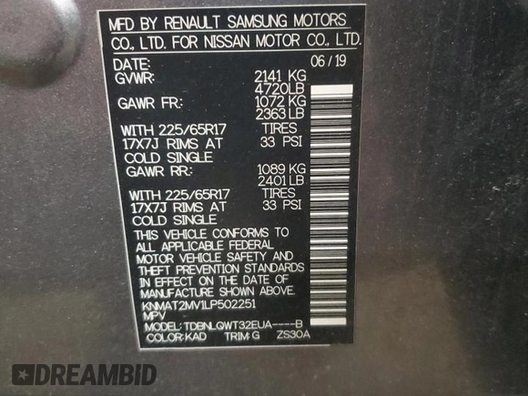 2020 Nissan Rogue SV z VIN KNMAT2MV1LP502251, wystawiony jako Copart lot #57402235 z przebiegiem 92 696 mil mil oraz Szkoda całkowita • Salvage title. Historia ofert i sprzedaży dostępna na DreamBid. Obrazek 13.