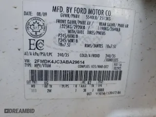 2010 Ford Edge SEL with VIN 2FMDK4JC3ABA29614, listed as a Copart auction lot 49961235 with 189,816 mi miles and Clean Title. Bid and sale history available at carsss.com. Image 13.
