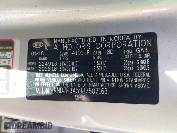2018 Kia Soul + with VIN KNDJP3A59J7607163, listed as a IAAI auction lot 41689882 with 39,451 mi miles. Bid and sale history available at carsss.com. Image 9.