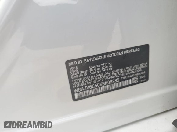 2019 BMW 6 Series 640i xDrive with VIN WBAJV6C50KBK08285, listed as a Copart auction lot 68740314 with 17,116 mi miles and Salvage Title. Bid and sale history available at carsss.com. Image 13.