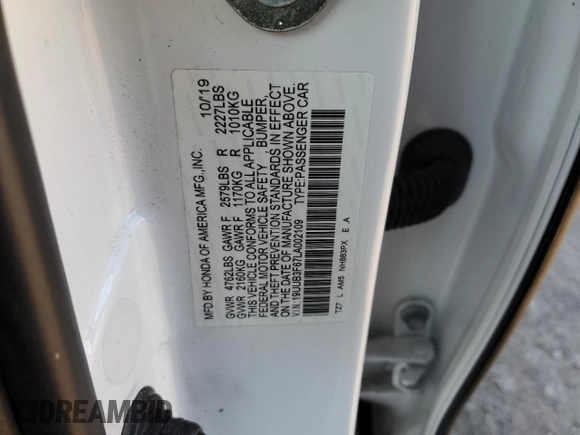 2020 Acura TLX w/A-Spec Pkg with VIN 19UUB3F67LA002109, listed as a Copart auction lot 82860964 with 0 mi miles and Salvage Title. Bid and sale history available at carsss.com. Image 12.