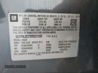 2013 Cadillac SRX Premium Collection with VIN 3GYFNJE37DS531306, listed as a Copart auction lot 52613645 with 20,594 mi miles and Salvage title. Bid and sale history available at DreamBid. Image 13.