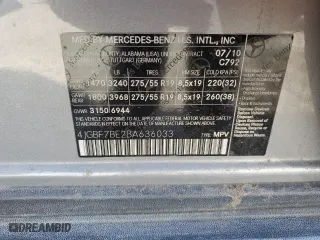 2011 Mercedes-Benz GL-Class GL 450 with VIN 4JGBF7BE2BA636033, listed as a Copart auction lot 46801495 with 183,358 mi miles and Clean Title. Bid and sale history available at carsss.com. Image 12.