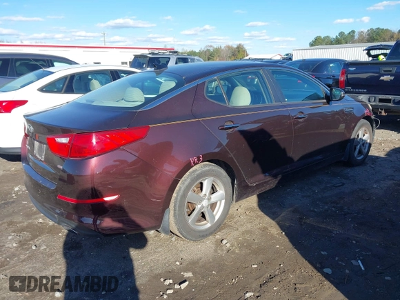 2015 Kia Optima LX with VIN 5XXGM4A79FG384762, listed as a IAAI auction lot 40919391 with 183,379 mi miles. Bid and sale history available at carsss.com. Image 4.