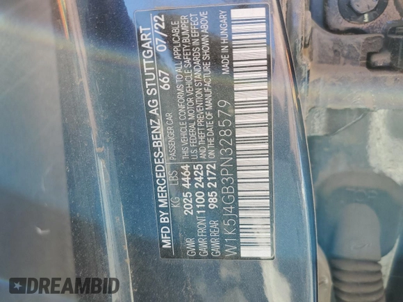 2023 Mercedes-Benz CLA 250 with VIN W1K5J4GB3PN328579, listed as a Copart auction lot 54697285 with Not Provided miles and Clean Title. Bid and sale history available at DreamBid. Image 13.