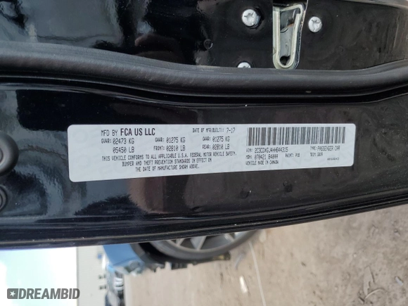2017 Dodge Charger R/T Scat Pack with VIN 2C3CDXGJ4HH644315, listed as a Copart auction lot 58975454 with 0 mi miles and Salvage Title. Bid and sale history available at carsss.com. Image 13.