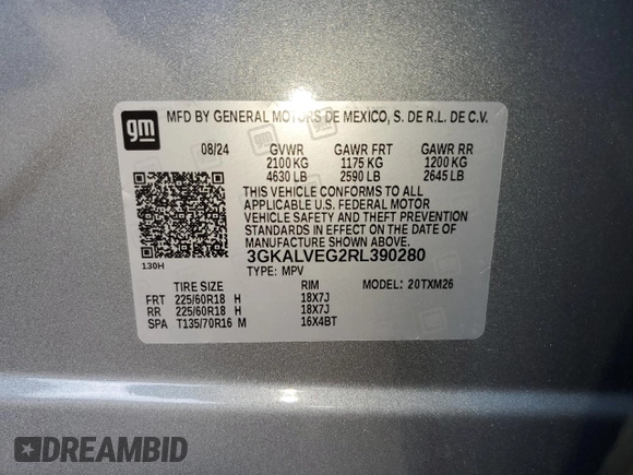 2024 GMC Terrain SLT с VIN 3GKALVEG2RL390280, выставлен на аукционе Copart как лот 62545625 с пробегом 16 847 миль миль и Списание • Salvage title. История ставок и продаж доступна на DreamBid. Изображение 13.