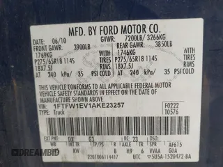 2010 Ford F-150 XL with VIN 1FTFW1EV1AKE23257, listed as a IAAI auction lot 42612845 with 336,794 mi miles and . Bid and sale history available at DreamBid. Image 9.