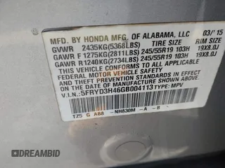 2016 Acura MDX w/Tech with VIN 5FRYD3H46GB004113, listed as a IAAI auction lot 41671704 with 141,476 mi miles. Bid and sale history available at carsss.com. Image 9.