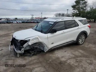 2022 Ford Explorer King Ranch z VIN 1FM5K8LC3NGA14215, wystawiony jako Copart lot #87023424 z przebiegiem Nie podano mil oraz Szkoda całkowita • Salvage title. Historia ofert i sprzedaży dostępna na DreamBid. Obrazek 1.