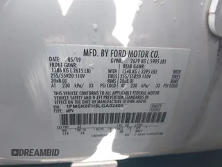 2020 Ford Explorer Limited with VIN 1FMSK8FH5LGA02400, listed as a IAAI auction lot 41769829 with 74,788 mi miles. Bid and sale history available at carsss.com. Image 9.