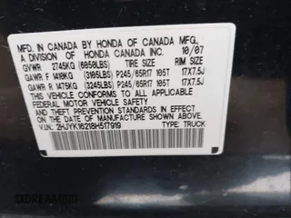2008 Honda Ridgeline RT с VIN 2HJYK16218H517919, выставлен на аукционе IAAI как лот 41314562 с пробегом 189 059 миль миль и . История ставок и продаж доступна на DreamBid. Изображение 9.