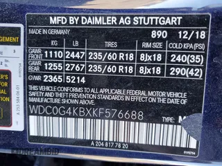 2019 Mercedes-Benz GLC 300 z VIN WDC0G4KBXKF576688, wystawiony jako Copart lot #50100535 z przebiegiem Nie podano mil oraz Czysty tytuł • Clean title. Historia ofert i sprzedaży dostępna na DreamBid. Obrazek 13.